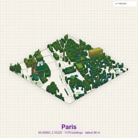 3D city maps: example artwork generated in Contour Foundry