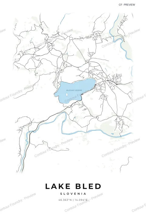 Lake Bled — generated lake posters example