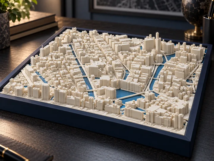 Design mockup: a 3D-printed city model