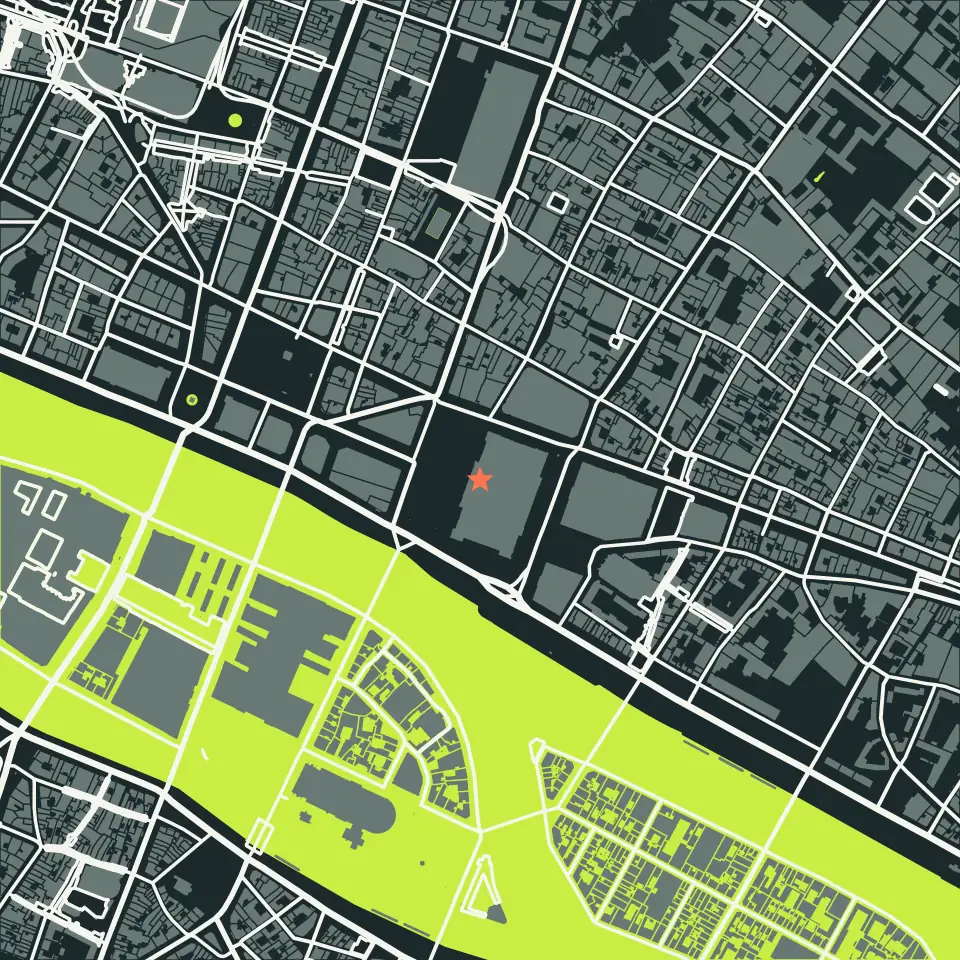 Paris street map SVG geometry arranged as a layered display